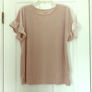 Velour top with ruffle sleeves